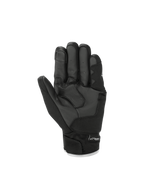 Alpinestars S-Max Drystar® handschoenen, waterdichte sportmotorhandschoenen met leren palm en kort manchet, zwart, handpalmweergave met touchscreen-compatibele vingertop.