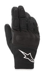 Alpinestars S-Max Drystar® Handschuhe, Motorradhandschuhe mit kurzer Stulpe, Schwarz mit weißem Astar-Logo, Leder- und Stretch-Mesh-Konstruktion, mit gepolsterten Fingern und Knöchelschutz, wasserdichte Sport-Straßenausrüstung
