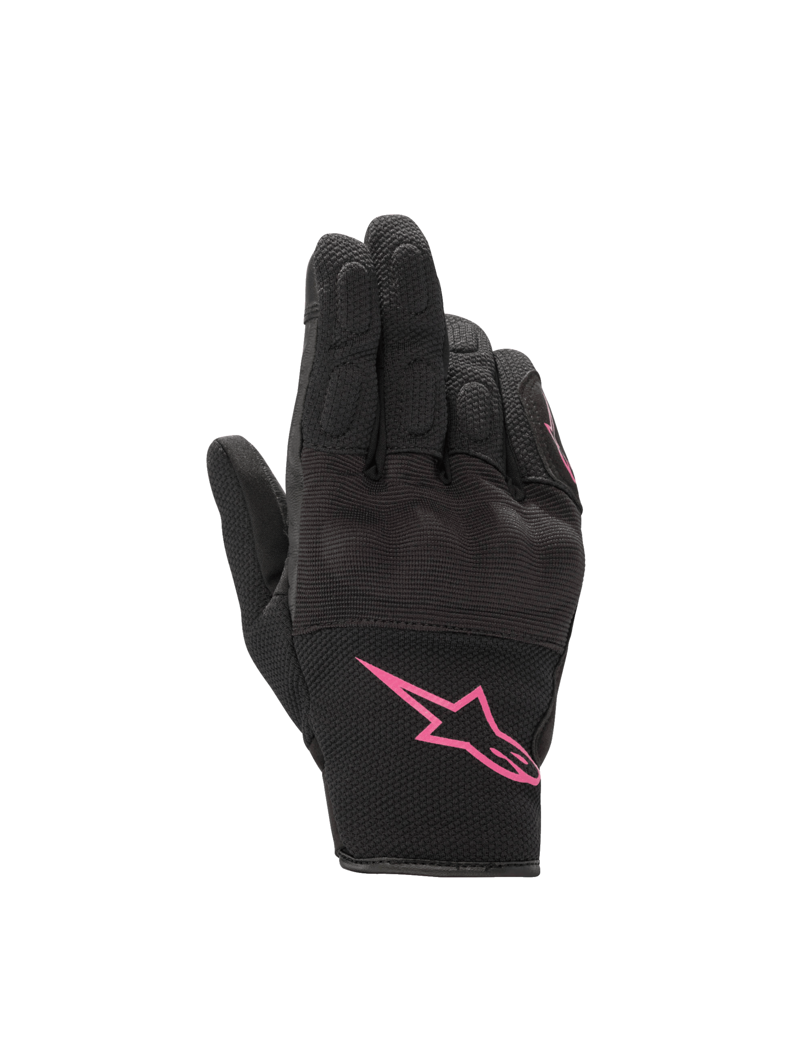 Alpinestars Stella S-Max Drystar dames-motorhandschoenen, zwart en fuchsia, waterdicht met knokkelbescherming.