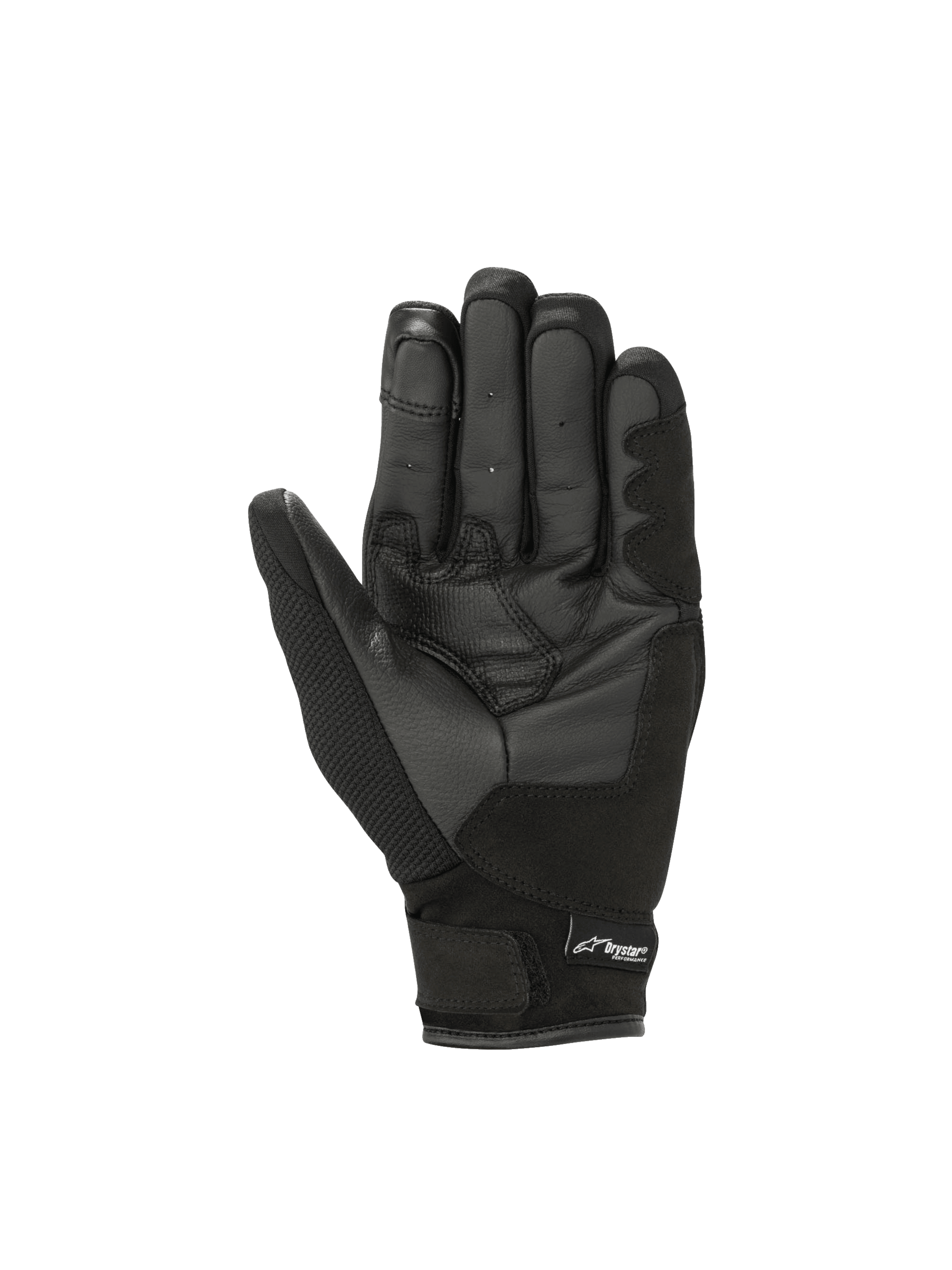 Alpinestars Stella S-Max Drystar dames-motorhandschoenen, zwart-antraciet leren handpalm met waterdichte bescherming.