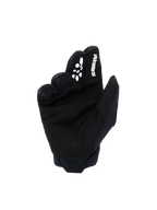 Gants Alpinestars Full Bore V2 Junior et Enfant, gants de motocross, noir et blanc, vue de la paume montrant le matériau en suède synthétique, logo Alpinestars blanc et grip imprimé en silicone sur l'index, équipement de course tout-terrain durable