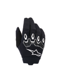 Gants Alpinestars Youth & Kids Full Bore V2, gants de motocross, noir et blanc, dotés de protections d'articulations ergonomiques en TPR aux contours blancs, grand logo Alpinestars blanc, construction textile respirante pour le tout-terrain