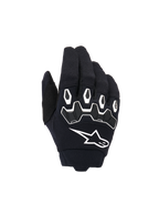 Gants Alpinestars Youth & Kids Full Bore V2, gants de motocross, noir et blanc, dotés de protections d'articulations ergonomiques en TPR aux contours blancs, grand logo Alpinestars blanc, construction textile respirante pour le tout-terrain
