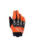 Alpinestars Youth & Kids Full Bore V2 handschoenen, motorcrosshandschoenen, oranje, wit en zwart, met zwarte TPR-knokkelbescherming met witte geometrische patronen, wit sterlogo en zwarte neopreen manchet, jeugd off-road uitrusting