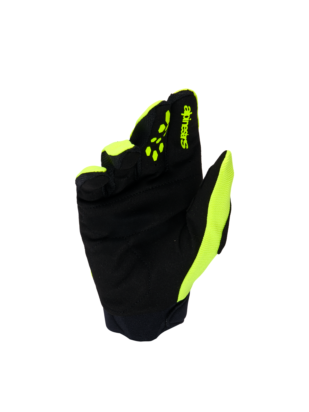 Alpinestars Jeugd & Kinder Full Bore V2-handschoenen, motorcrosshandschoenen, geel fluo en zwart, palmzicht met versterkt synthetisch suède, gele siliconen vingergrepen voor hendelcontrole, Alpinestars-logo, duurzame off-road bescherming