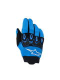 Alpinestars Youth & Kids Full Bore V2 handschoenen, motorcross handschoenen, Ucla Blue en zwart, met zwarte TPR-knokkelbescherming, wit Alpinestars-sterlogo op de handrug en ademende stretchstof, sportief ontwerp voor off-road rijden