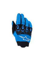 Alpinestars Youth & Kids Full Bore V2 handschoenen, motorcross handschoenen, Ucla Blue en zwart, met zwarte TPR-knokkelbescherming, wit Alpinestars-sterlogo op de handrug en ademende stretchstof, sportief ontwerp voor off-road rijden