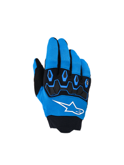 Alpinestars Youth & Kids Full Bore V2 Handschuhe, Motocross-Handschuhe, Ucla Blau und Schwarz, mit schwarzem TPR-Knöchelschutz, weißem Alpinestars Stern-Logo auf dem Handrücken, atmungsaktives Stretchgewebe, sportliches Design für Offroad-Fahrten