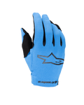 Alpinestars 2025 Youth Radar Handschuhe, Motocross-Offroad-Handschuhe, Blau und Schwarz, mit einer texturierten hellblauen Oberhand, einem schwarzen Stern-Logo und Alpinestars-Branding am Handgelenk, Motorradhandschuhe für Jugendliche
