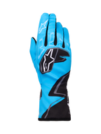 Alpinestars Tech-1 K Race V2 Graphic 1 Handschuhe, Kart-Rennhandschuhe, Cyan, Schwarz und Weiß, auffällige geometrische Muster, weißes Alpinestars-Sternlogo auf den Knöcheln, verlängerte Manschette, leichtes und atmungsaktives Material für Karting-Performance