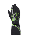Alpinestars Tempest V3 Wasserdichte Handschuhe, Karting-Handschuhe, Schwarz mit Fluo-Grün und silbernen Akzenten, langes Stulpendesign, mit Alpinestars-Logo-Branding, strapazierfähige Textilkonstruktion für Rennen bei nassem Wetter