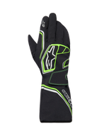 Alpinestars Tempest V3 Wasserdichte Handschuhe, Karting-Handschuhe, Schwarz mit Fluo-Grün und silbernen Akzenten, langes Stulpendesign, mit Alpinestars-Logo-Branding, strapazierfähige Textilkonstruktion für Rennen bei nassem Wetter