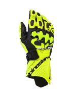 Alpinestars GP Plus R V3, gants de course moto en cuir, jaune fluo et noir, avec protections rigides aux articulations, zones de ventilation perforées et fermeture sécurisée de la manchette avec logo distinctif