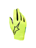 Alpinestars Sim Gloves Graphic 1, gants de SIM racing, jaune fluo et noir avec accents turquoise, grand logo étoile noir, matériau extensible léger perforé pour la ventilation, design à manchette courte pour la précision de jeu