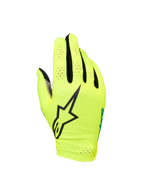 Alpinestars Sim Gloves Graphic 1, gants de SIM racing, jaune fluo et noir avec accents turquoise, grand logo étoile noir, matériau extensible léger perforé pour la ventilation, design à manchette courte pour la précision de jeu