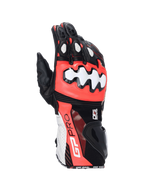Alpinestars GP Pro R4 handschoenen, race-motorhandschoenen in zwart, rood en wit leer met DFS knokkelbescherming.