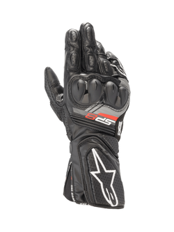 Gants Alpinestars SP-8 V3, gants de moto racing en cuir de chèvre noir, avec protection SP double densité