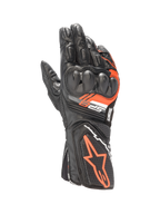 Gants Alpinestars SP-8 V3 pour homme, gants de moto racing noirs et rouge fluo, cuir et protection double densité