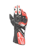 Alpinestars SP-8 V3 motorhandschoenen, racing, voor heren, zwart, wit en helder rood leer, dual-density knokkelbescherming