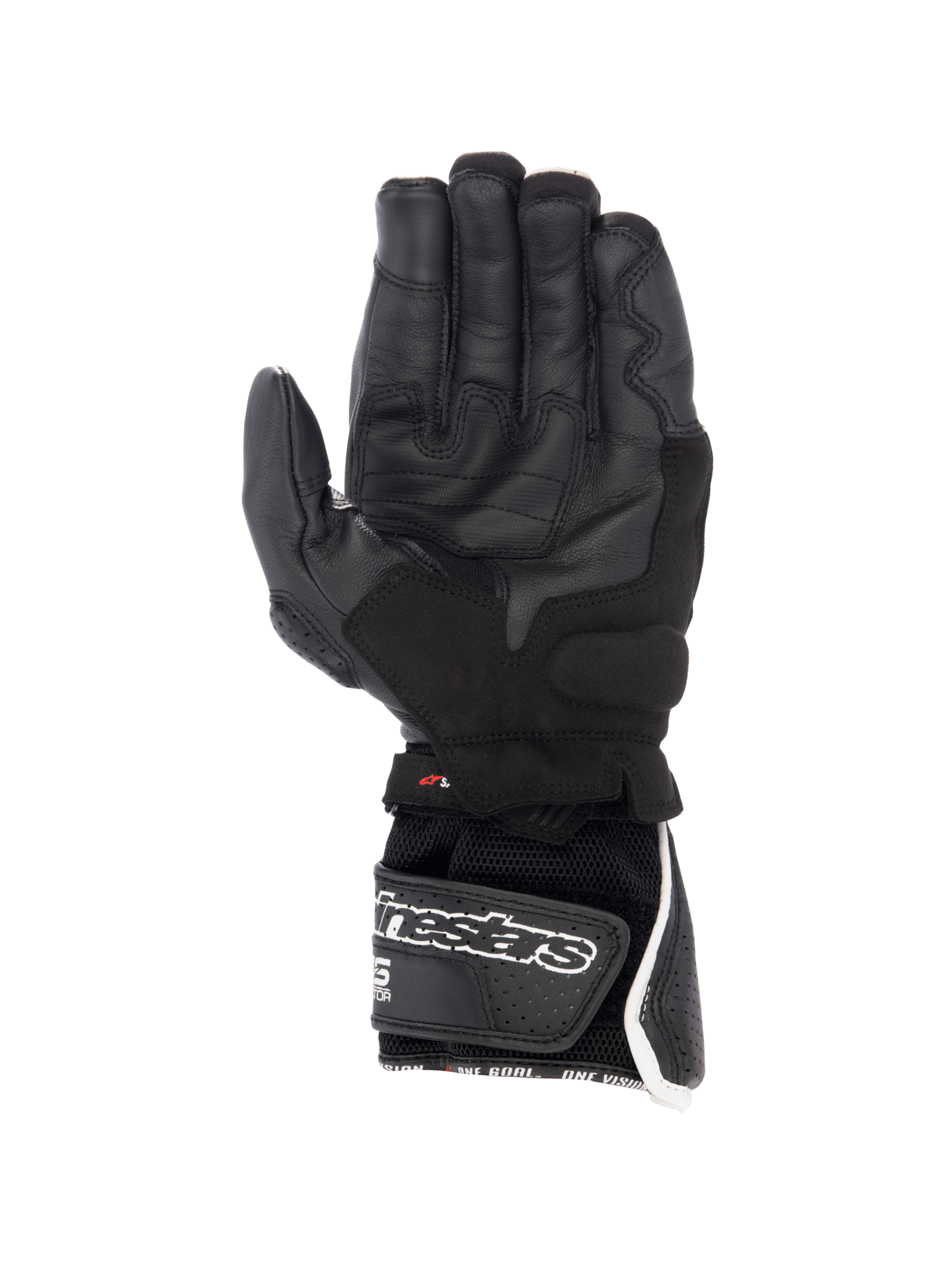 Alpinestars, gants SP-8 V3 Air, gants de moto racing pour homme, noirs et blancs, cuir perforé avec paume adhérente.