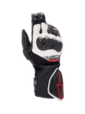 Alpinestars gants SP-8 V3 Air, gants de moto pour course pour homme, noirs et blancs avec détails rouges, cuir de chèvre perforé et protection des articulations double densité.