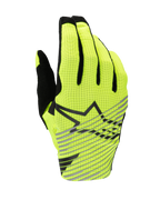 Alpinestars 2025 Radar Pro Handschuhe, Motocross-Handschuhe, Gelb Fluo und Schwarz, einlagige atmungsaktive Mesh-Oberhand, schwarzes Stern-Logo mit diagonalen grauen Streifen, Hochleistungs-Ausrüstung für Offroad-Rennen