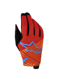 Gants Alpinestars Radar Pro 2027, gants de motocross pour homme, rouges et noirs avec graphique Astars bleu et jaune, dos en maille extensible, équipement de performance tout-terrain