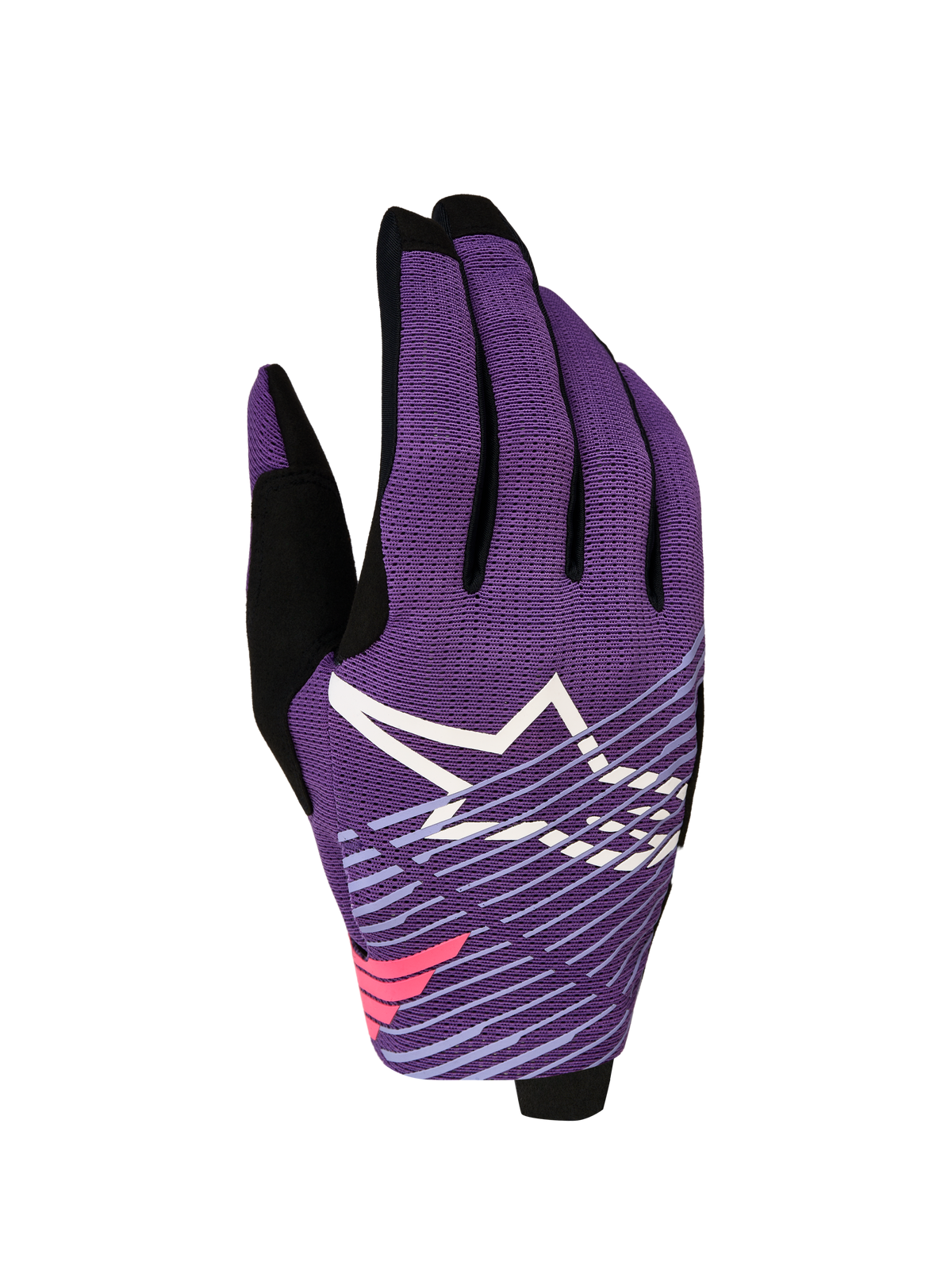 Alpinestars Gants Radar Pro 2027, gants de motocross pour homme, violets et noirs, maille extensible et logo étoile blanc.