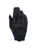 Gants Alpinestars Full Bore V2, gants de motocross noirs, dotés de protections d'articulations ergonomiques en TPR et d'un tissu extensible respirant, logo étoile noir discret sur le dessus de la main, équipement tout-terrain haute performance