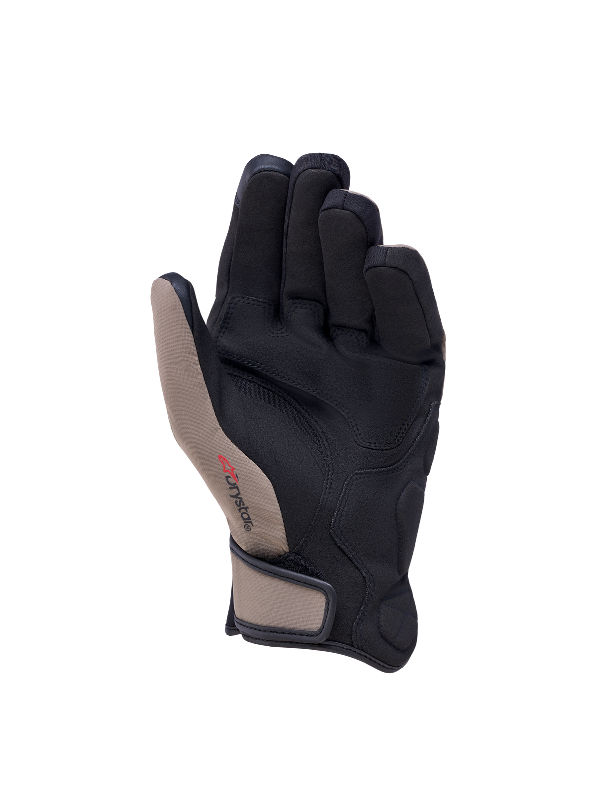 Alpinestars Ignite Drystar Insulated Handschoenen, waterdichte motorhandschoenen, handpalm- en vingeraanzicht, walnootzwart en zwart, textielconstructie met synthetisch suèdepalm