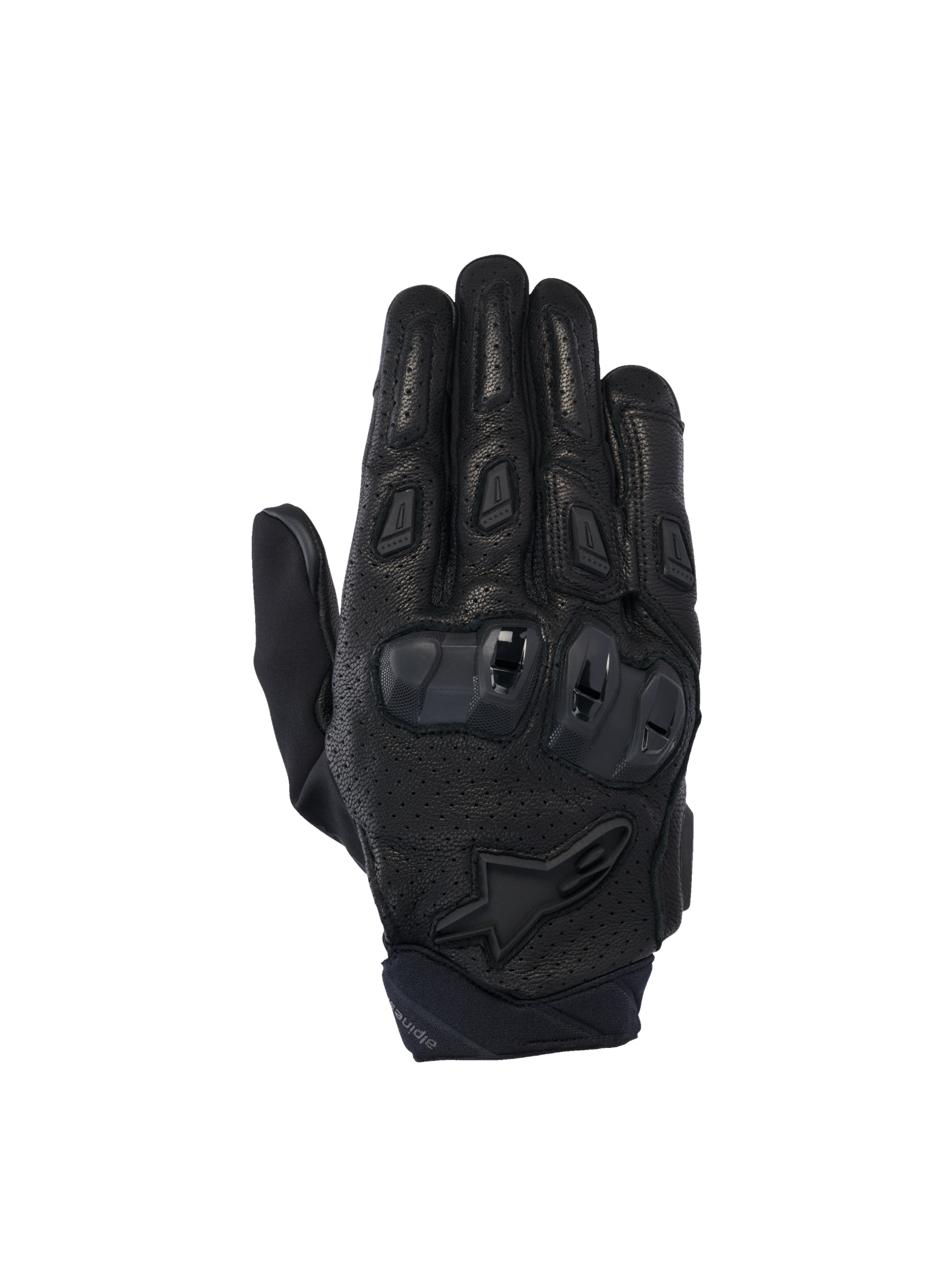 Alpinestars SP X 7 handschoenen, motorhandschoenen voor sportief gebruik, zwart, geperforeerd leer met TPU-knokkelbescherming, CE-gecertificeerd.
