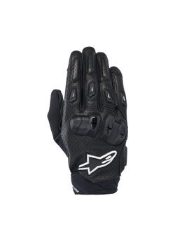 Alpinestars SP X 7 Handschuhe, kurze Motorradhandschuhe, Herren, Schwarz und Weiß, perforiertes Leder, TPU-Knöchelschutz
