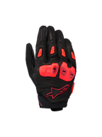 Alpinestars SP X 7 Handschuhe, Kurze Sport-Motorradhandschuhe, Schwarz und Rot Fluo, mit perforiertem Lederchassis, TPU-Knöchelschutz mit doppelter Dichte, TPR-Fingerschleifern und kompaktem Manschettendesign