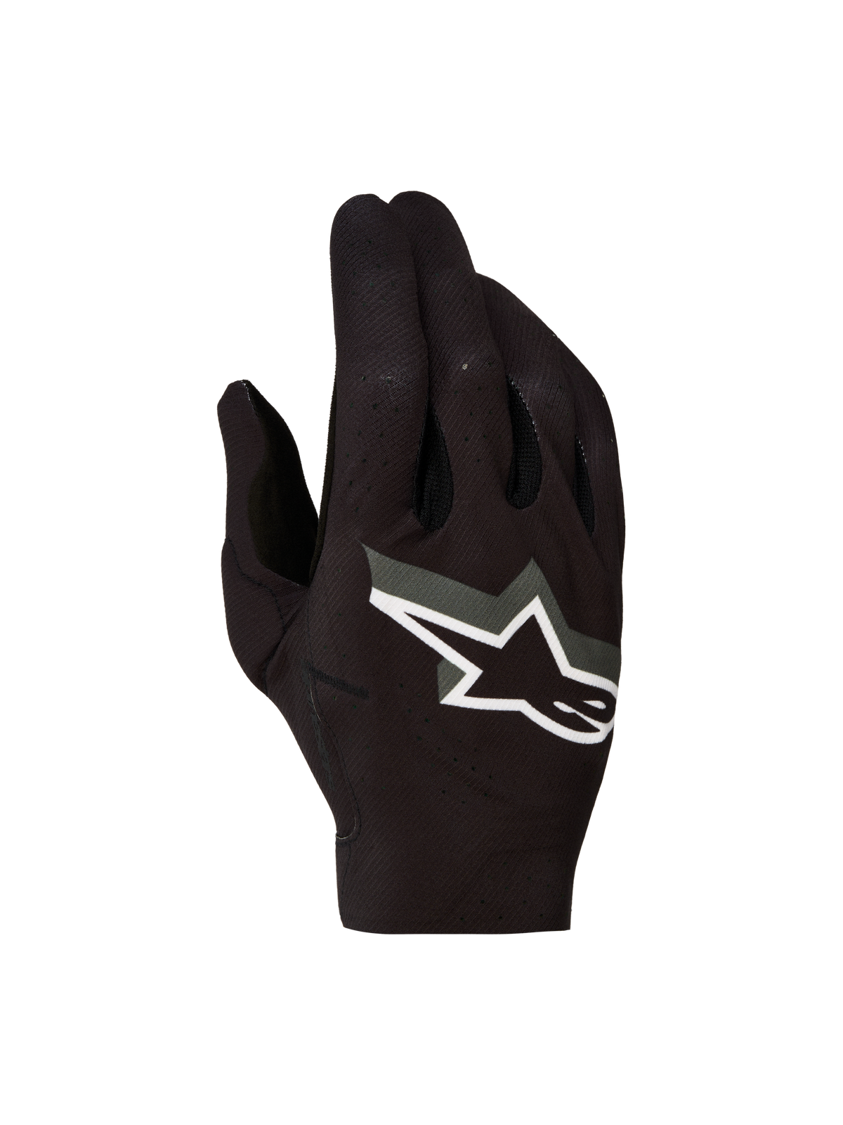 Alpinestars Supertech MX handschoenen 2027, heren-motorcrosshandschoenen, zwart en wit, ademende textielconstructie.