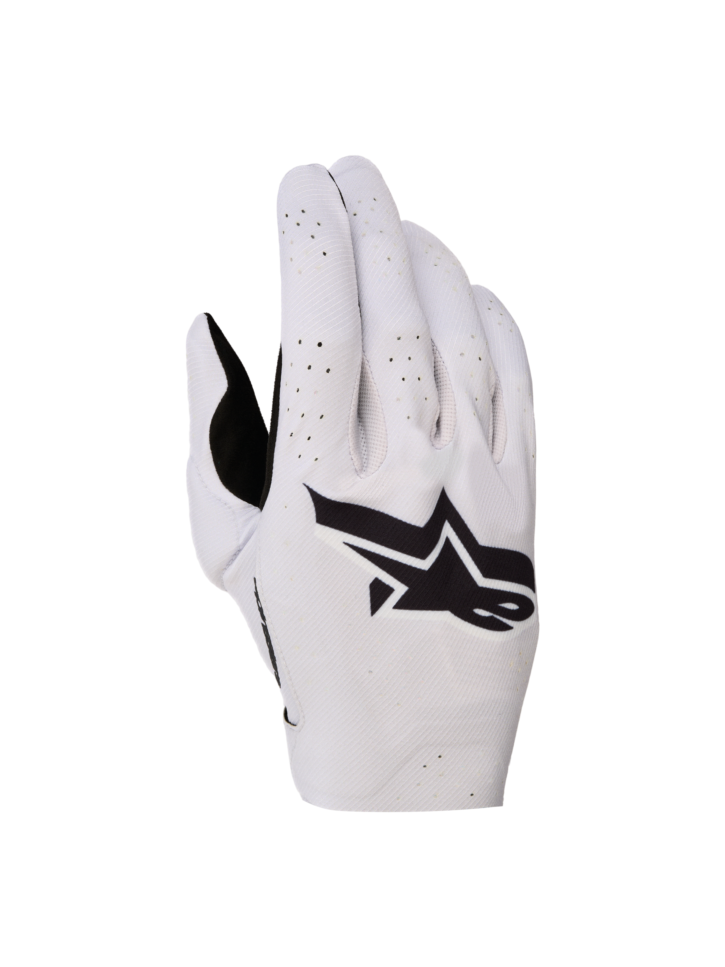 Alpinestars Supertech MX Handschuhe, Motocross-Handschuhe in Helllila und Schwarz mit nahtloser Rückhand und Laserperforationen.
