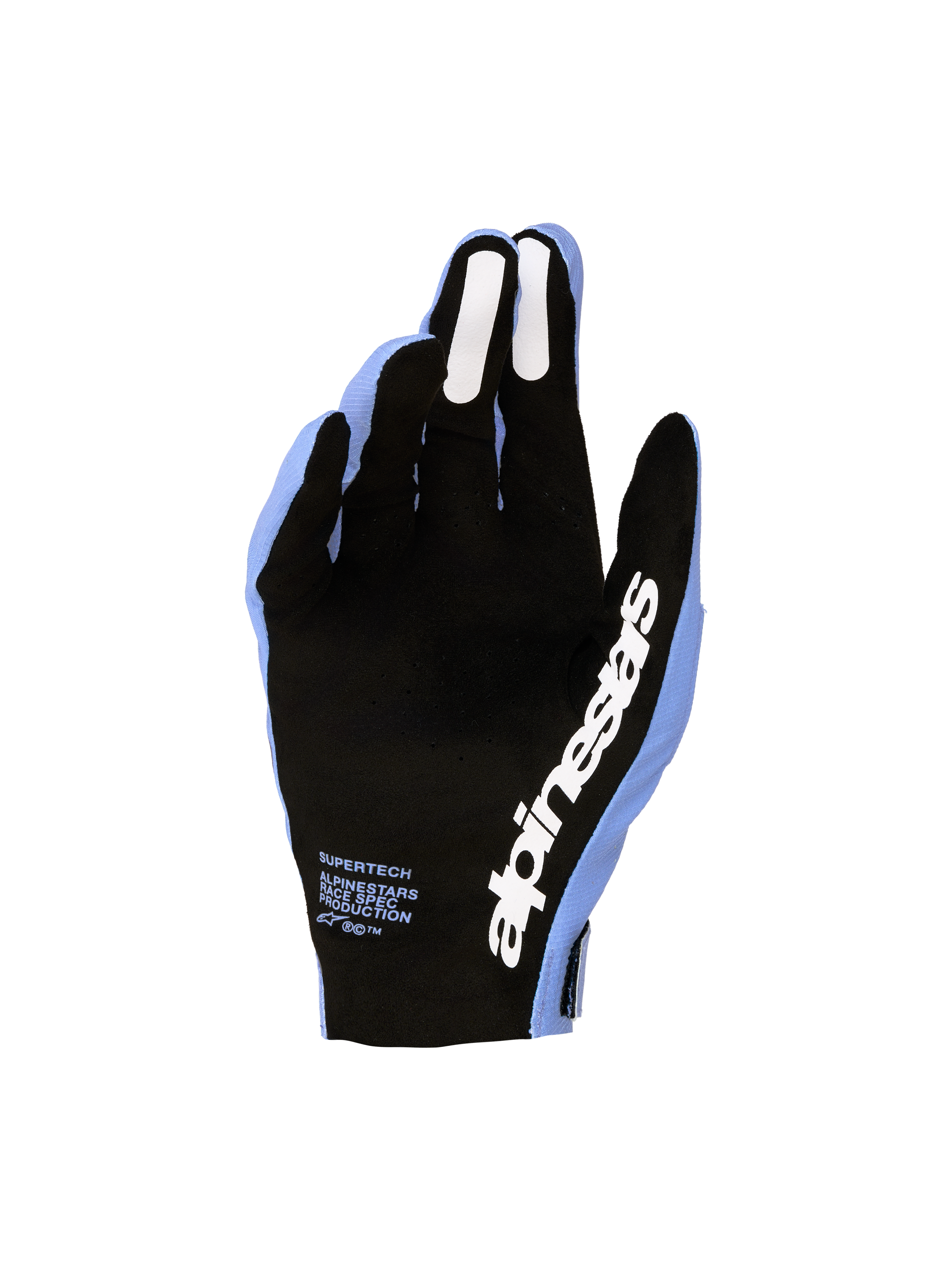 Alpinestars Supertech MX Handschuhe, Motocross-Handschuhe, Hellviolett und Schwarz, perforierte Handflächen und Silikongrip.
