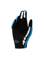 Alpinestars Supertech MX handschoenen, heren motocrosshandschoenen, blauw en zwart, met geperforeerde palm en witte vingergrips.