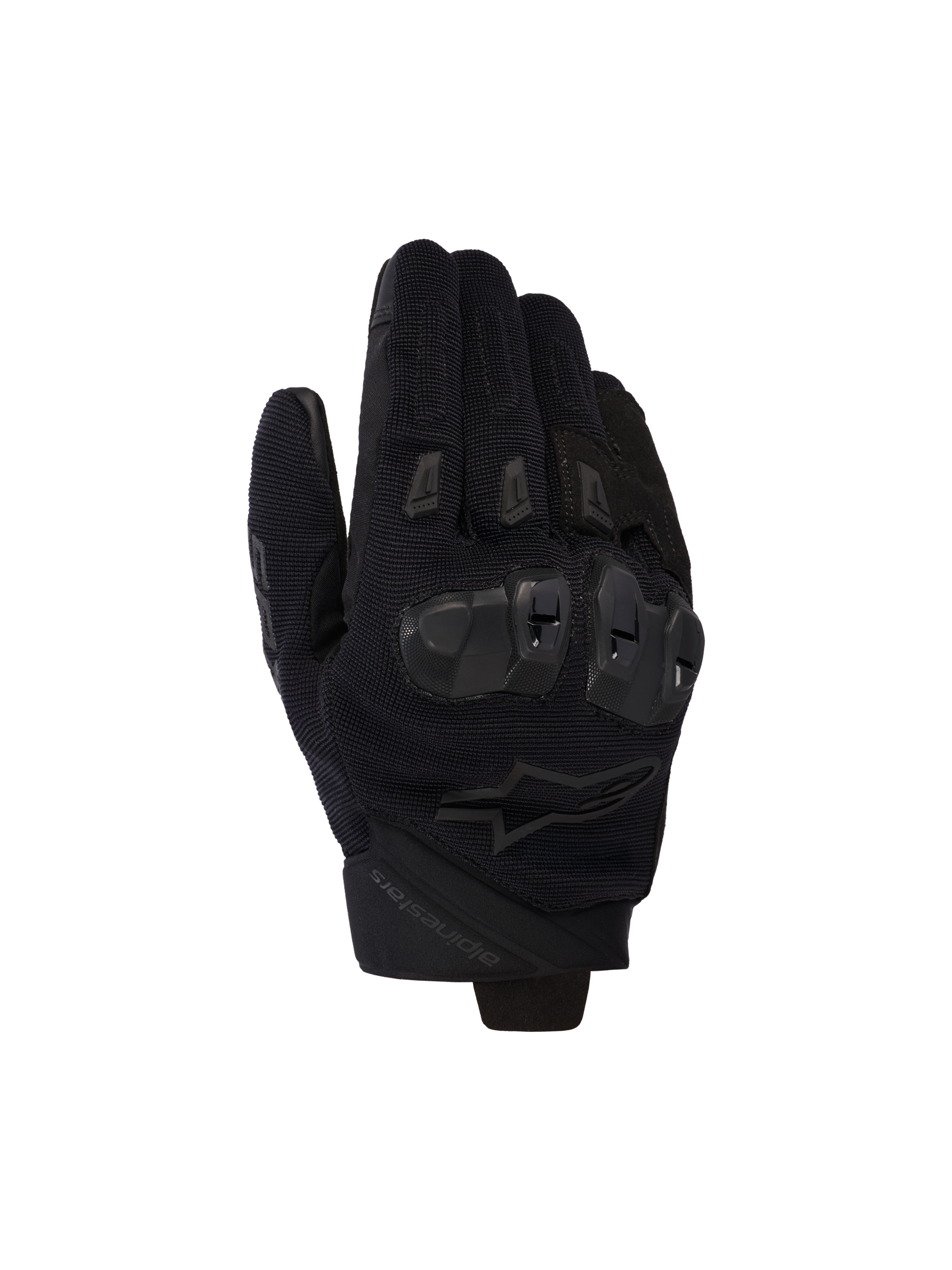 Alpinestars SP X 5 Air handschoenen, zwarte motorhandschoenen, stretch 3D-mesh bovenhand met TPU-knokkelbescherming met dubbele dichtheid, kort manchetontwerp, geventileerde vingersliders, ergonomische sportieve rijprestaties