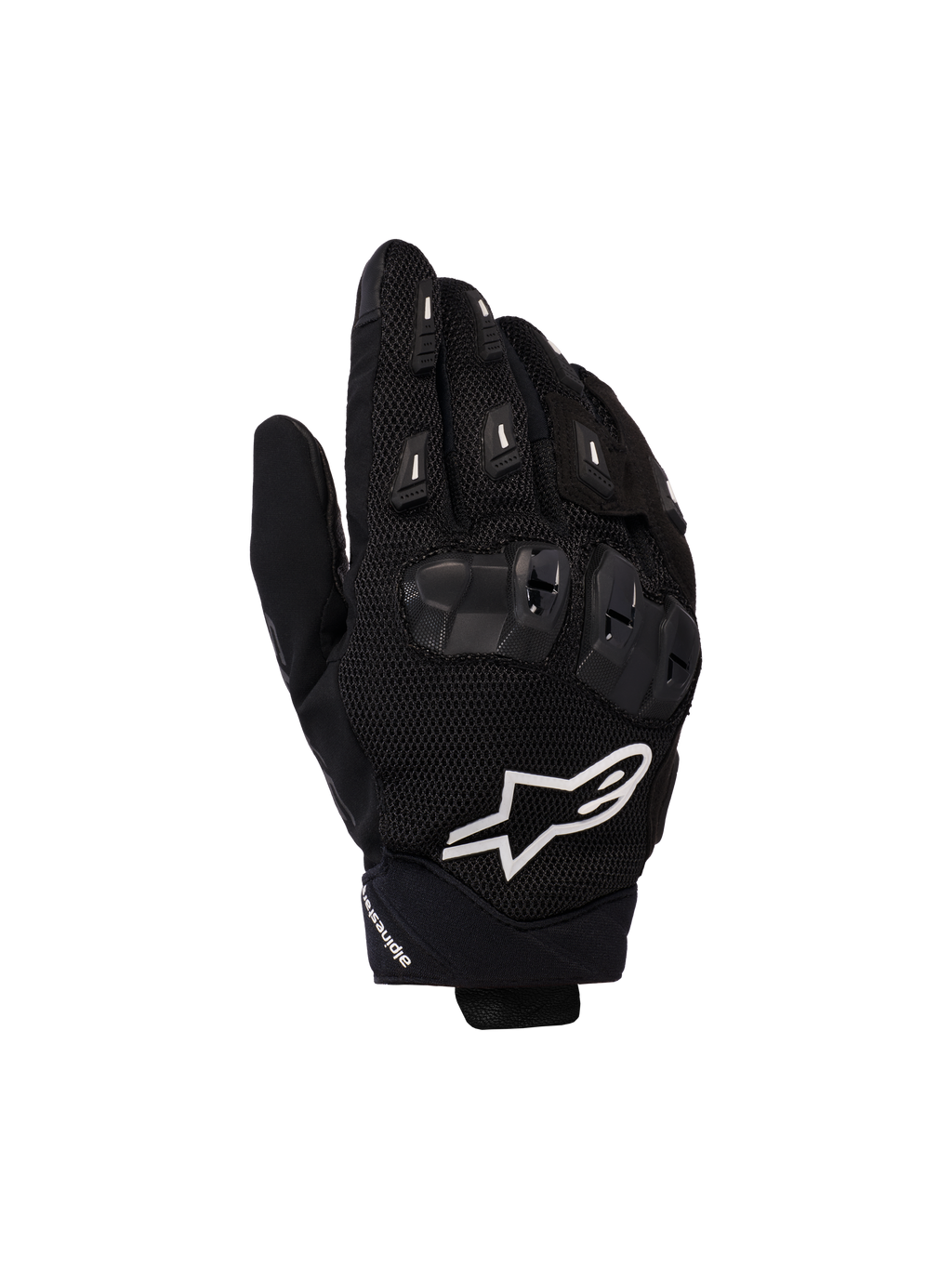 Gants Alpinestars SP X 5 Air, gants de course moto, noirs avec logo blanc, dotés d'une construction en mesh 3D, d'une protection des articulations en TPU et de sliders de doigts