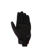 Alpinestars Reef V2 Handschuhe, Motorradhandschuhe, Schwarz Rot Fluo Weiß, Innenhandansicht aus synthetischem Wildleder mit gepolsterten Verstärkungen, kurzes Manschettendesign mit Klettverschluss am Handgelenk