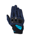 Alpinestars Chrome V2 Handschuhe, Motorradhandschuhe, Dunkelblau und Schwarz, mit hartem TPU-Knöchelschutz, leuchtend cyanfarbenem Alpinestars-Logo am Handgelenk, Urban-Riding-Ausrüstung mit kurzer Stulpe