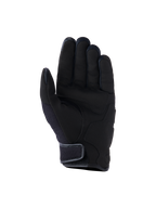Alpinestars Ignite handschoenen, urban motorhandschoenen, zwart, aanzicht van de handpalm met synthetische suède handpalmversterkingen, ademende mesh-inzetstukken en korte manchetsluiting met klittenband