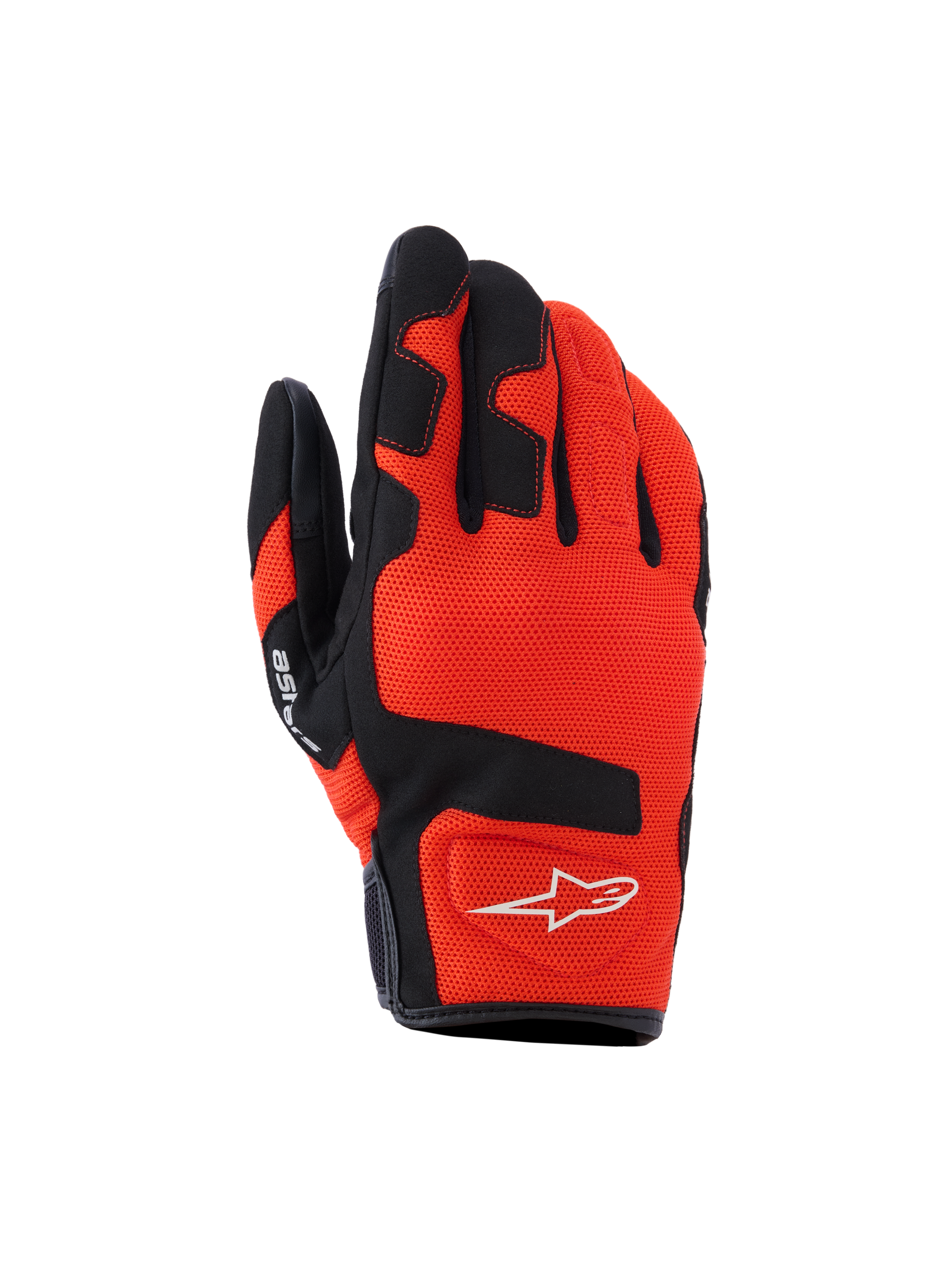 Alpinestars Ignite Handschuhe, Motorradhandschuhe, Rot und Schwarz, atmungsaktives Mesh-Gewebe, schwarze Verstärkungen an Fingern und Knöcheln, weißes Stern-Logo, kurzes Bündchen