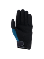 Alpinestars Ignite handschoenen, urban motorhandschoenen, Indigo blauw en zwart, handpalmweergave met synthetisch suède en strategische vulling, groenblauw mesh zijpaneel en kort manchetontwerp met klittenbandsluiting
