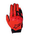 Alpinestars 2025 SP X 3 Gloves, Motorcycle Racing Gloves, Bright Red and Black, featuring TPU double-density knuckle protection and finger sliders, top view showing stretch mesh construction and black star logo