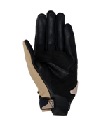 Alpinestars SP X 3 Gloves, Motorcycle Gloves, Dark Khaki Sand Black, palm side view featuring perforated black leather and khaki synthetic overlays, compact wrist strap with logo, ergonomic design for sport and road riding