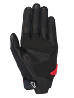 Alpinestars Honda SP X 3 handschoenen, motorhandschoenen, zwart met felrode accenten, handpalmweergave met geperforeerd leer, synthetische overlays voor grip, een rode TPR-palm-slider en een wit Alpinestars-logo op de verstelbare manchet