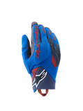 Gants Alpinestars Durack, gants de moto d'aventure, bleu roi et gris foncé, dos en textile avec protection des articulations en TPR, logo Alpinestars rouge sur l'index, logo étoile blanc au poignet, protection légère pour le dual sport en été