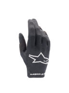Alpinestars Radar handschoenen 2025, heren-motocrosshandschoenen, zwart en wit, lichtgewicht stretch textiel met logo.