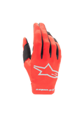 Alpinestars Radar handschoenen 2025, motocross motorhandschoenen, Mars rood en zilver, lichtgewicht stretch-textiel met sterlogo.
